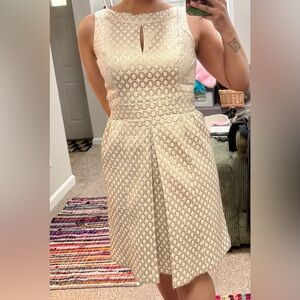 Ralph Lauren Cream Textured Strapless Fit-and-Flare Dress